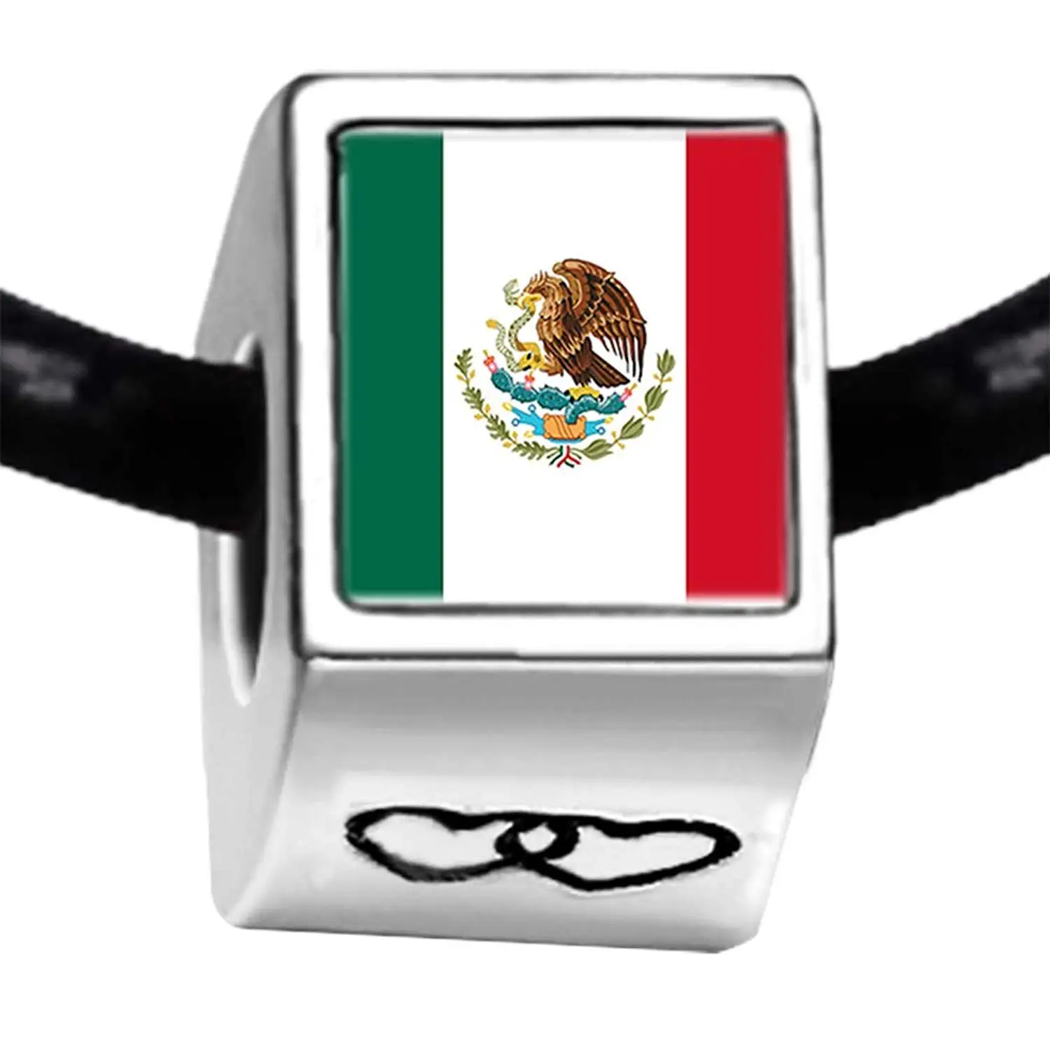 GiftJewelryShop Silver Plated Multicolored Mexico Photo Heart Charm Beads Bracelets European Bracelets