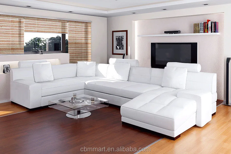 Witte leren bank modern design sofa meubelen fabriek prijs 0413 ... Woonkamer modern banken