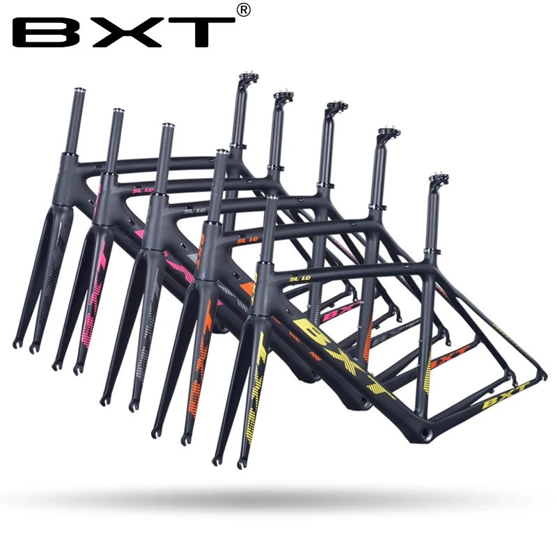 

BXT 2017 carbon road bike frames racing bike frame super light aero design carbon road frame BSA cycling frameset, Yellow/black/grey/pink/orange