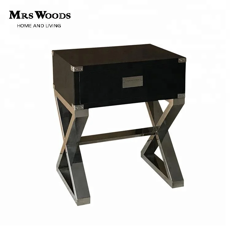 Black Wooden Nickel X Base Bedside Table View X Base Bedside Table Mrs Woods Product Details From Ningbo Mrs Woods Home Furnishings Co Ltd On Alibaba Com