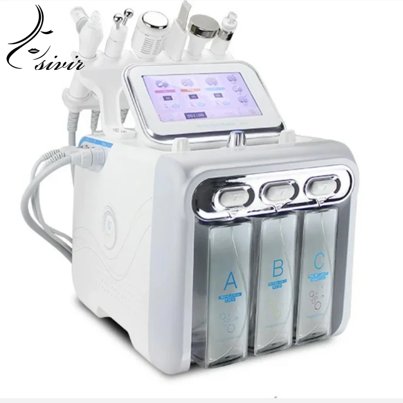 

SIVIR 6 Handles Skin Care Machine Small Bubble Face Cleaning Skin Peeling Water Facial Care Jet H2o2 Hydrogen Oxygen