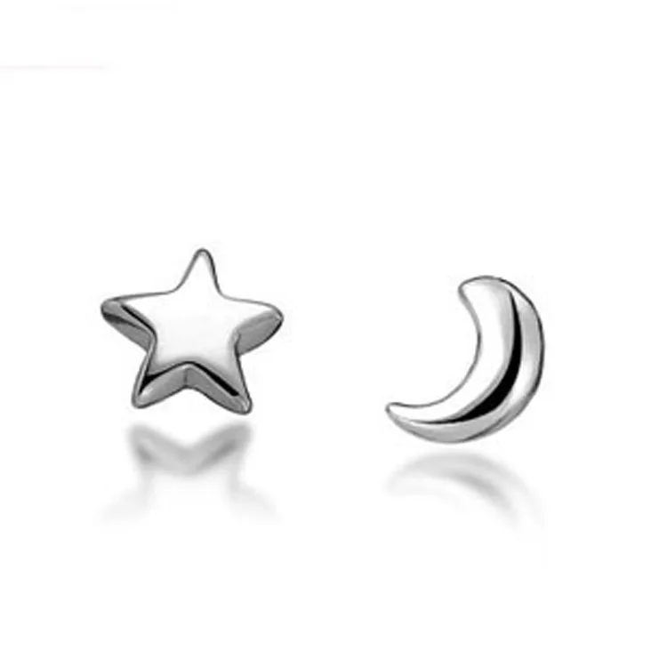 

Silver Jewelry 925 Sterling Silver Crystal Star And Moon Shape Earrings
