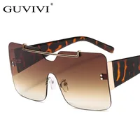 

GUVIVI 2019 Gradient color Sunglasses oversized square Rimless Fashionable Sunglasses sun glasses