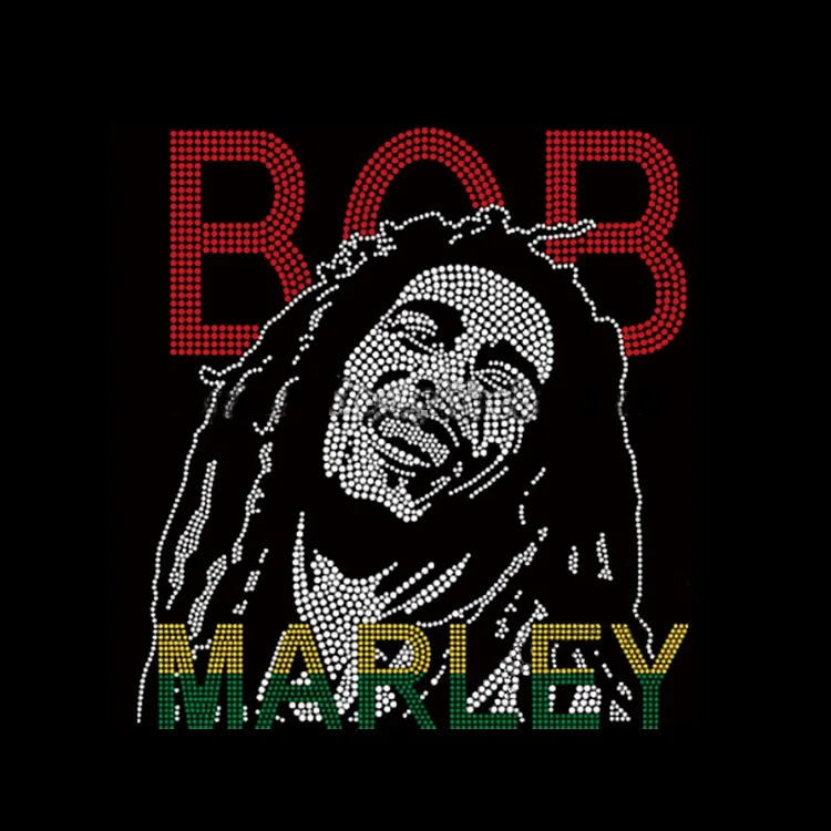 

heat transfer designs bob marley rhinestone iron on, Orange,clear ,sapphire,