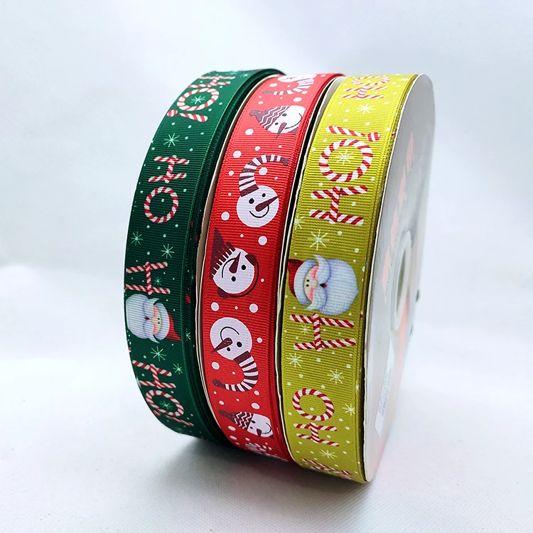 

Santa Claus pattern custom 1 inch printed grosgrrain ribbon , merry christmas decoration ribbon