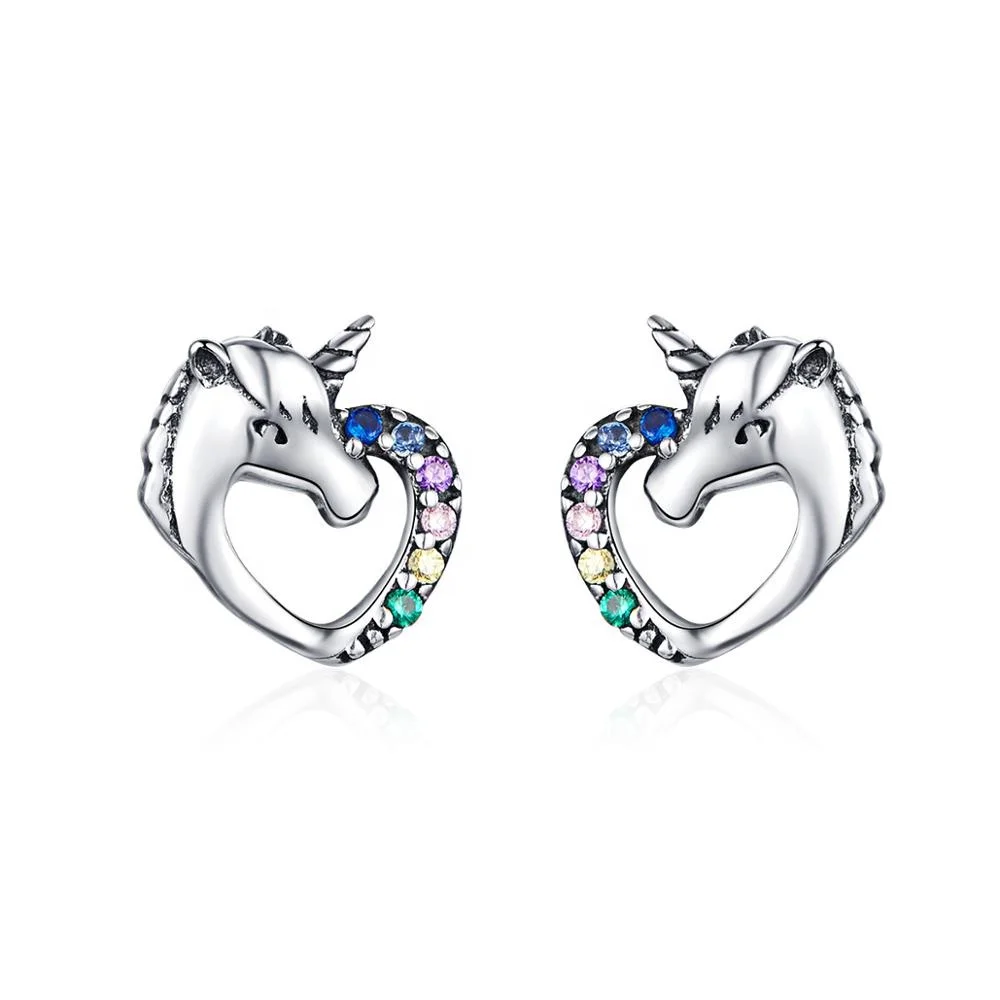 

Qings Unicorn Earrings 925 Sterling Silver Colorful Studs Gift for Tiny Princess Daughter Young Girl Unicorn Lovers Birthday
