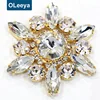 Wholesale new product crystal rhinestone applique with gold base rhinestone button for wedding dresses