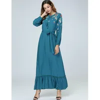 

YSMARKET Fashion dubai turkey arabic clothing women ethnic dress long sleeve cotton embroidery maxi abaya muslim dresses long