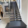 Australia popular design residential modern open riser steel glass mono beam oak wood step stairs