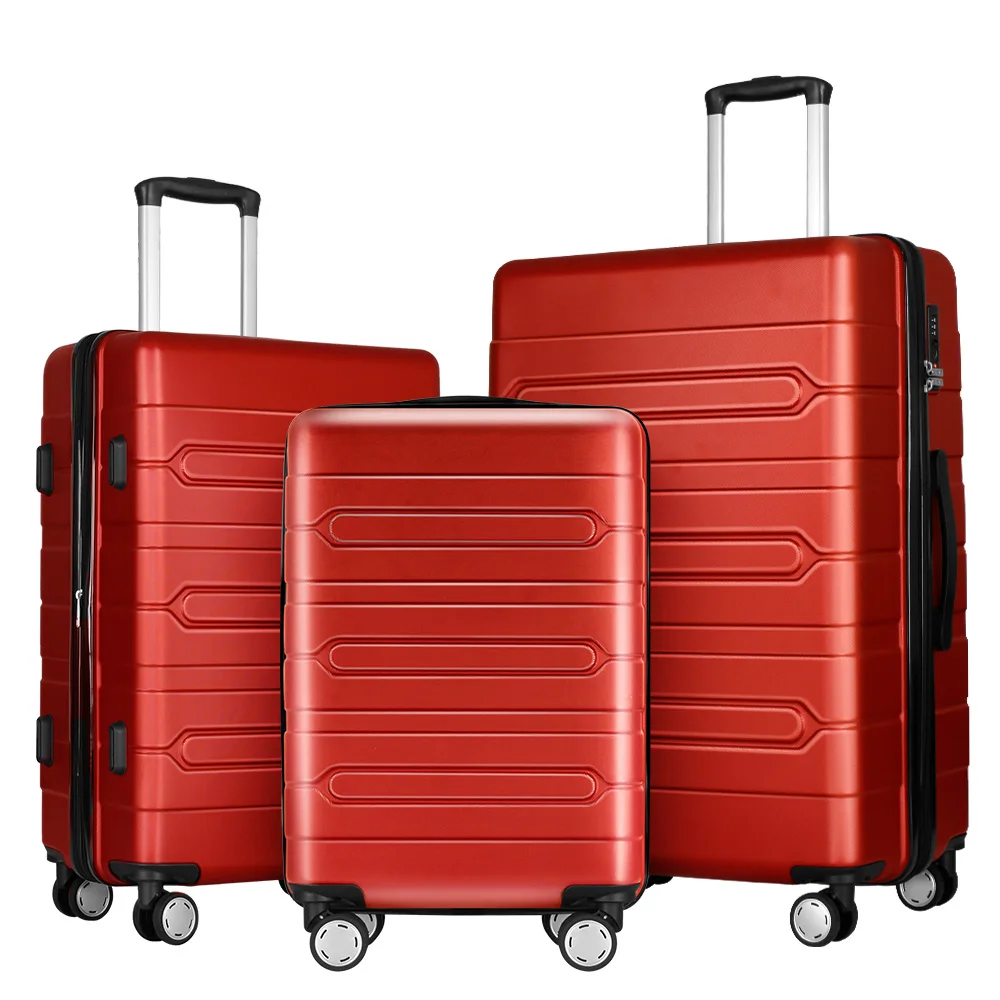 Elegant Red Women Expandable Suitcase Set With TSA Lock