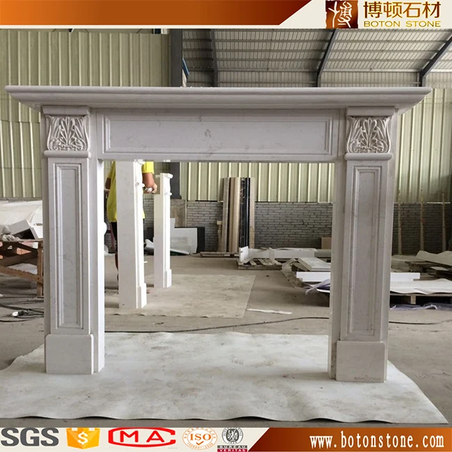 Yunfu City 2 Sided Marble Fireplace Antique Beige Stone Electric