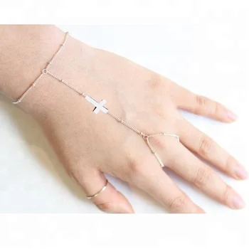 Sterling Silver Simple Cross Slave Bracelets Gold Sterling Silver Simple Cross Slave Bracelets