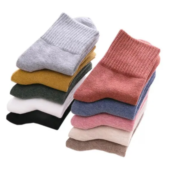
winter foundation pure color versatile thread mouth girls pure cotton stockings 