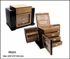 wooden cigar boxwith digital hygrometer and economic humidifier in black color with glass window display