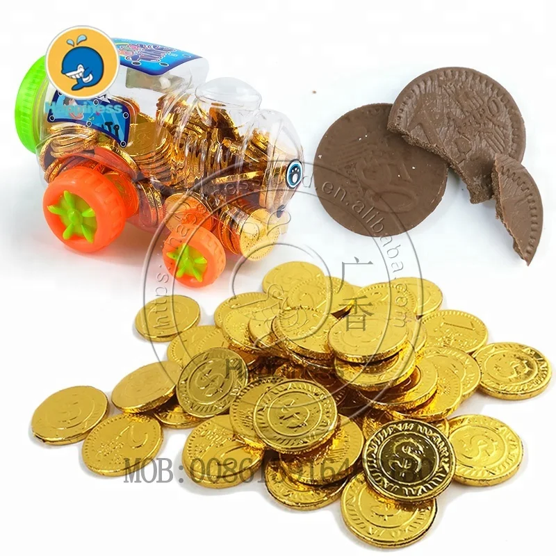 

happy time mini gold coin chocolate in car jar