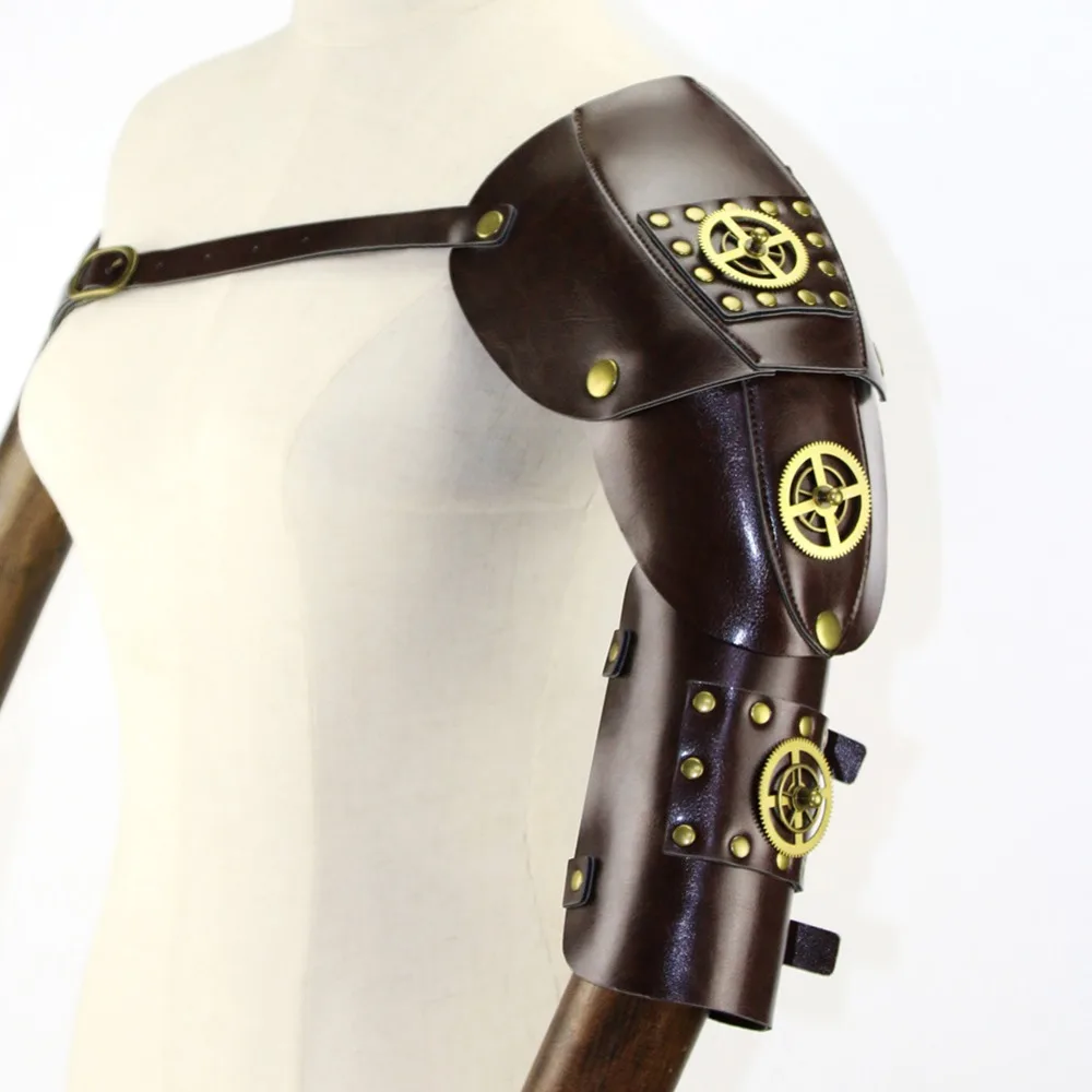 

Steampunk Armor Venue Warriors Single Pauldron Leather Shoulder Armor, Brown