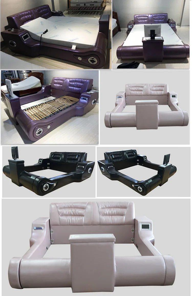 Modern Lift Tv Bed,King Size Leather