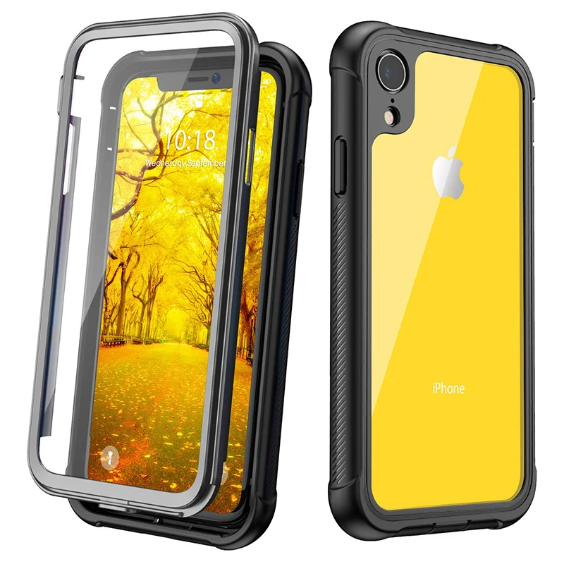 

Clear Full-Body Heavy Duty Protection Case with Built-in Screen Protector Shockproof Rugged Cover for iPhone XR Case (2018)