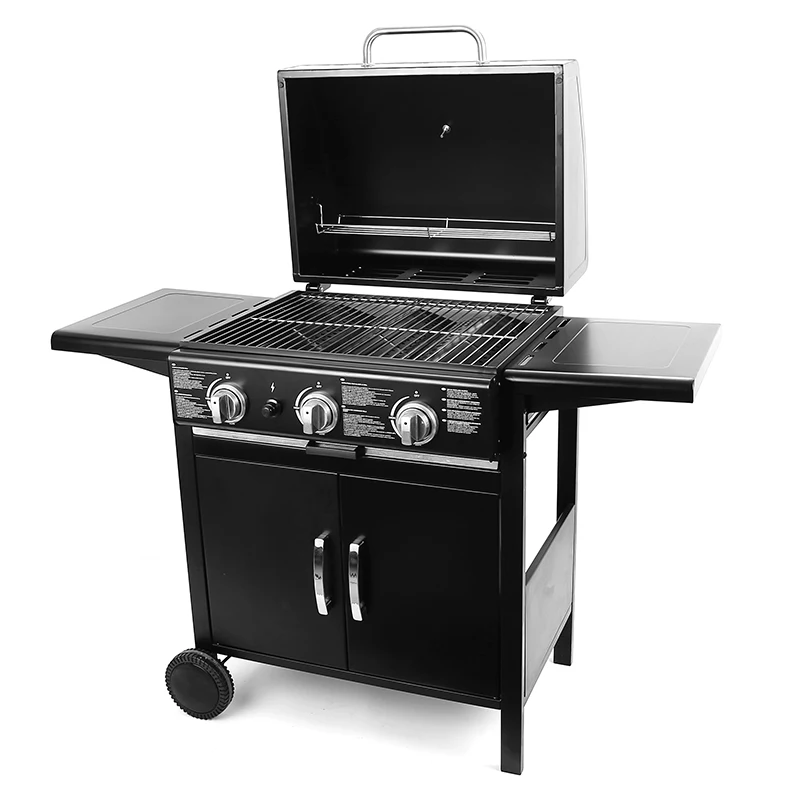 

Smokeless 3 Main Burner Bbq Infrared Gas Grill With Wheel