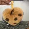 New 100% Real Genuine Rex Rabbit fur heart Key Chain 10-12cm heart shape pompom balls Rabbit Fur Keychains