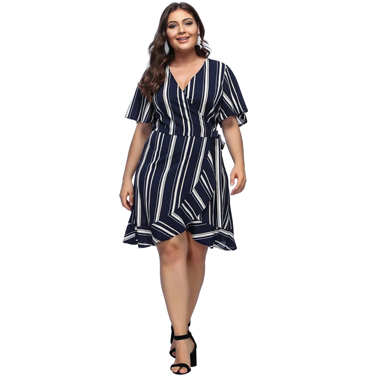 

Summer Print Floral Casual Plus Size Chiffon Striped Printed Dress