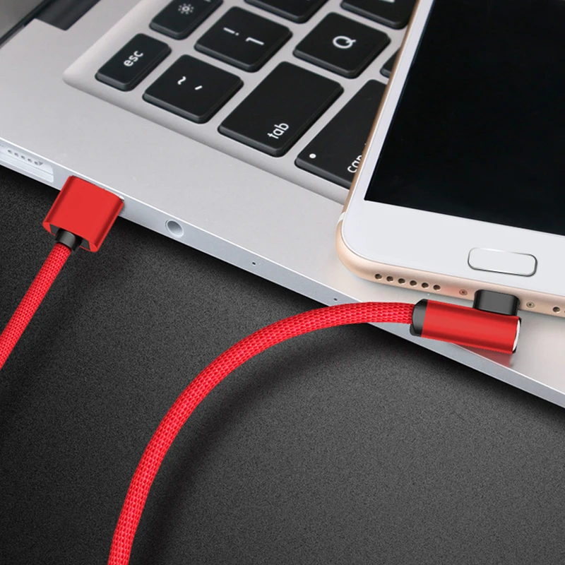 Right Angle Type C USB 2.0 Cable High Quality Nylon Braid Type C Cable Wholesale Fast Data Charger 90 Degree Cable - ANKUX.COM