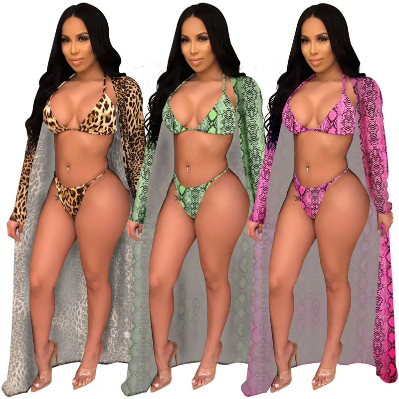 

90510-MX9 Sexy printed style 3 pcs bikini swimwear for women