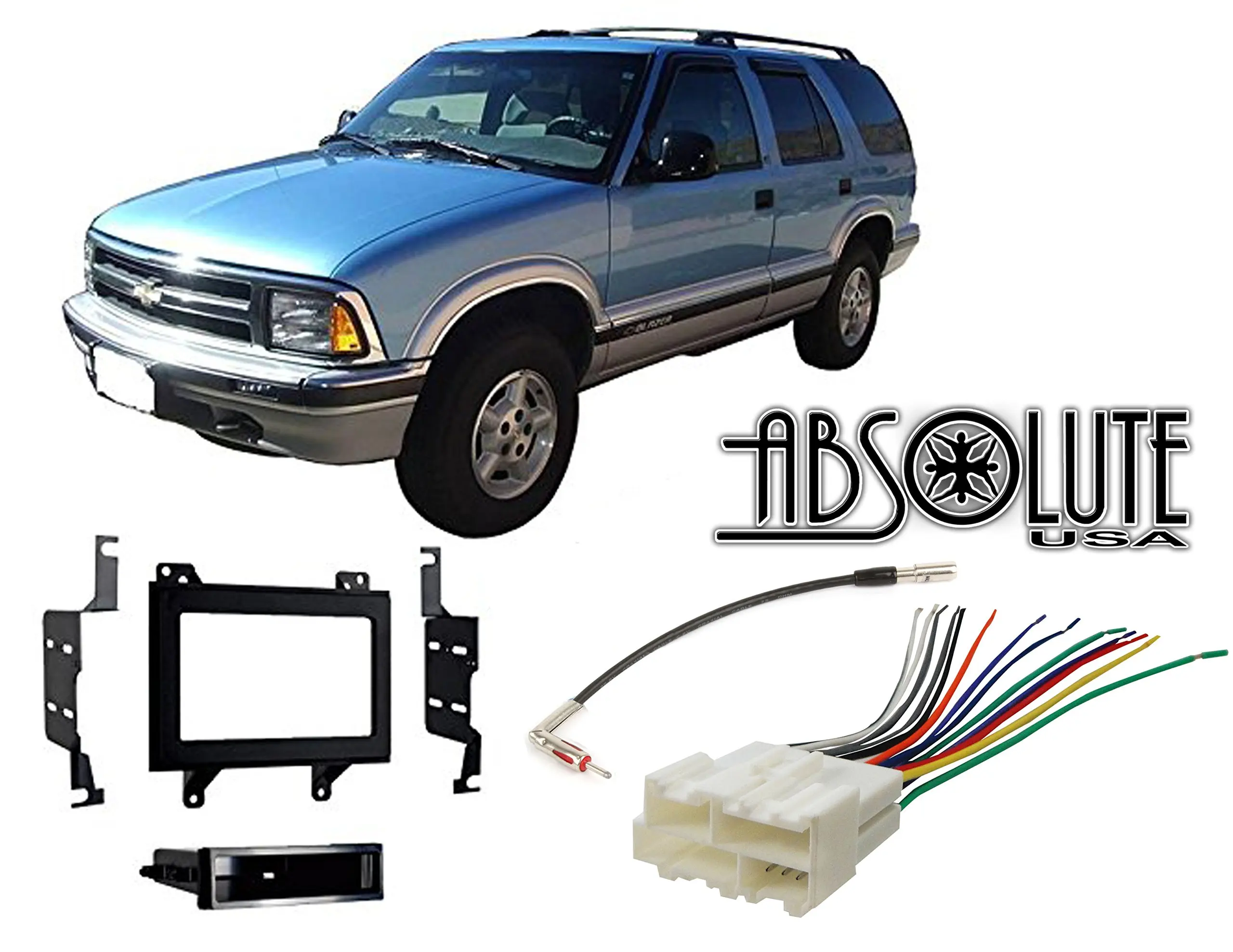 Get Quotations · Absolute RADIOKITPKG5 Fits Chevy Blazer 1998-2001 Single DIN Stereo Harness Radio Install Dash Kit