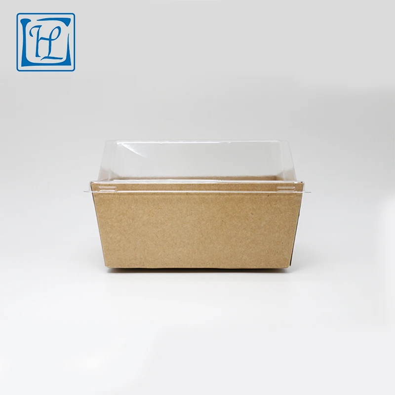
Kraft paper material with clear lid disposable food use packing box 