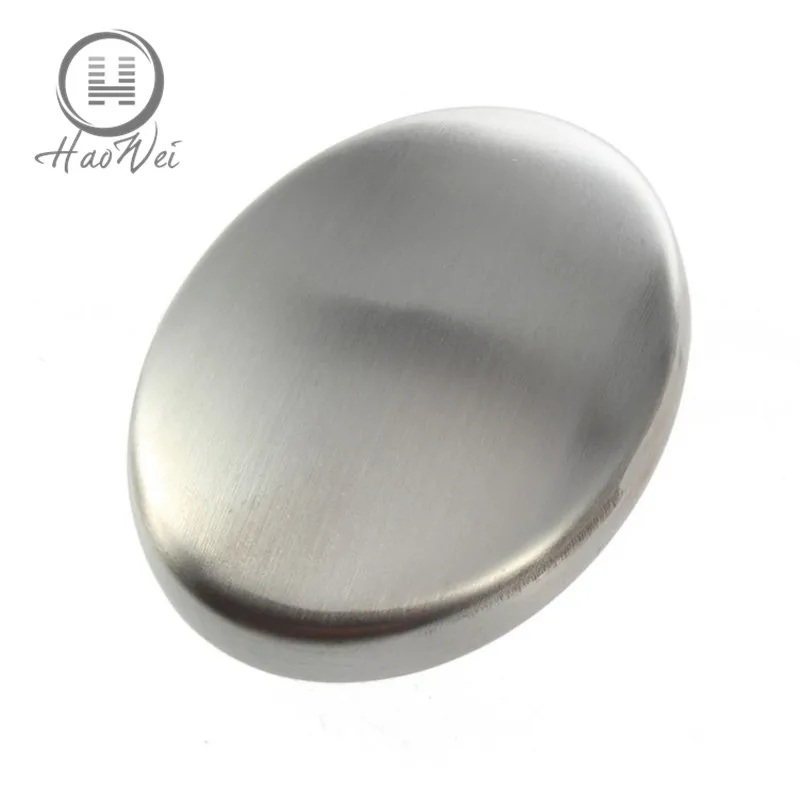 Factory wholesale oval odor removing stainless steel soap with plastic holder