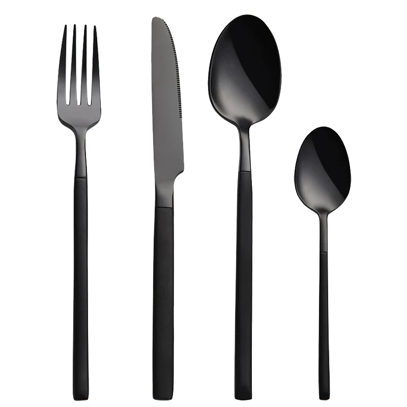 

Wedding souvenirs guests flatware black cutlery set in gift box cubiertos negros