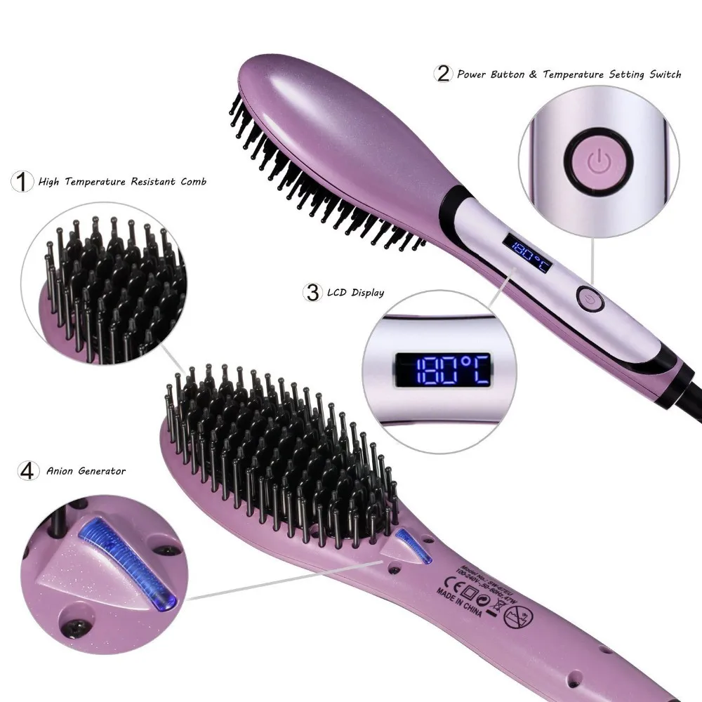 Private Label Fast Hair Straightening Brush Electric Straightening