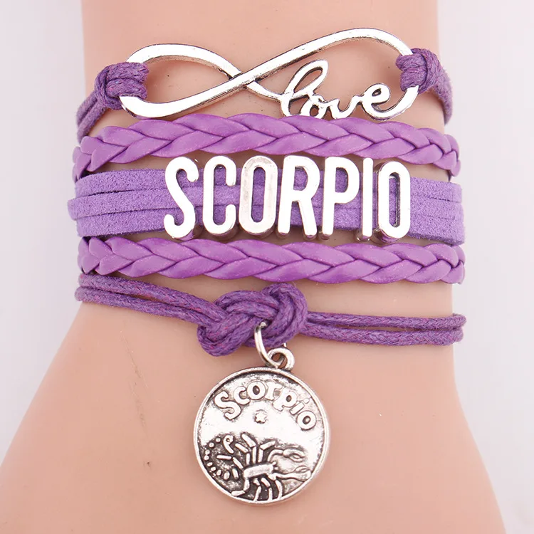 

Infinite Love Woven Scorpio Handmade Charms Bracelet Zodiac Wristband Bracelets, Coulrful