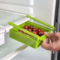 

4 Pcs/lot Plastic Kitchen Refrigerator Storage Rack Fridge Freezer Shelf Holder Pull-out Drawer Organiser Space saver