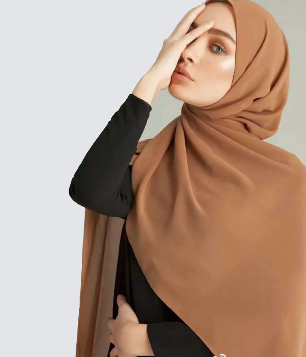 纯色花边 jilbab 美丽的轻微闪亮的梨 amira 头巾女性穆斯林头巾长
