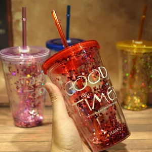 Image of Fancy gold large custom reusable disposable plastic without handle mason jar cup