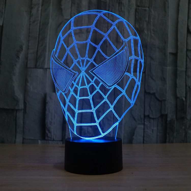 Spider man pattern design optical 3d illusion acrylic led night light lamp