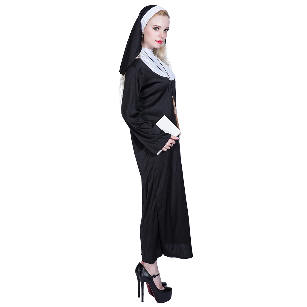 wholesale nun cosplay women long black robe and