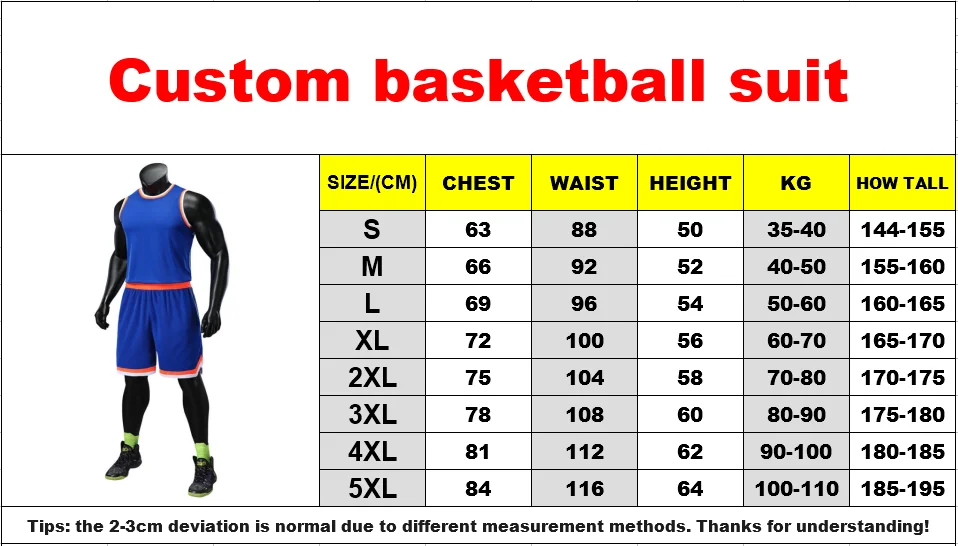 basketball jersey size chart