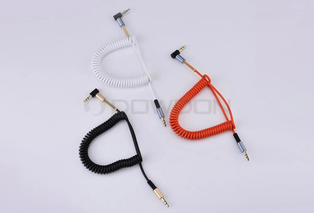 1 8m Spring Retractable Angle 3 5mm Male To Male Stereo Audio Aux