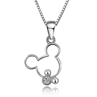 

Mass Stock 925 Silver Charm Luxury Crystal Mickey Pendant Necklace Jewelry for lady with whitegold plated