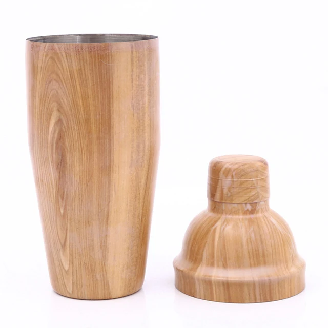 

Excellent material 304 stainless steel interior natural wooden unique cocktail shaker