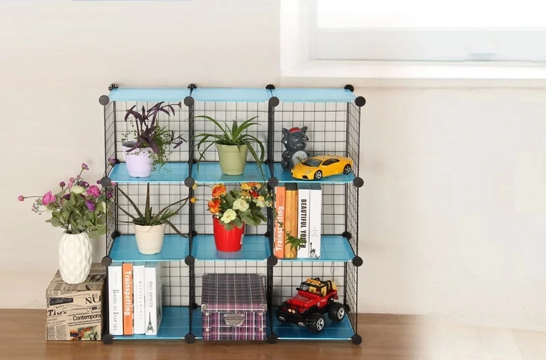 Mix-Assemble Stackable Diy Grid Cube Wall Mounted Wire Frame Rack