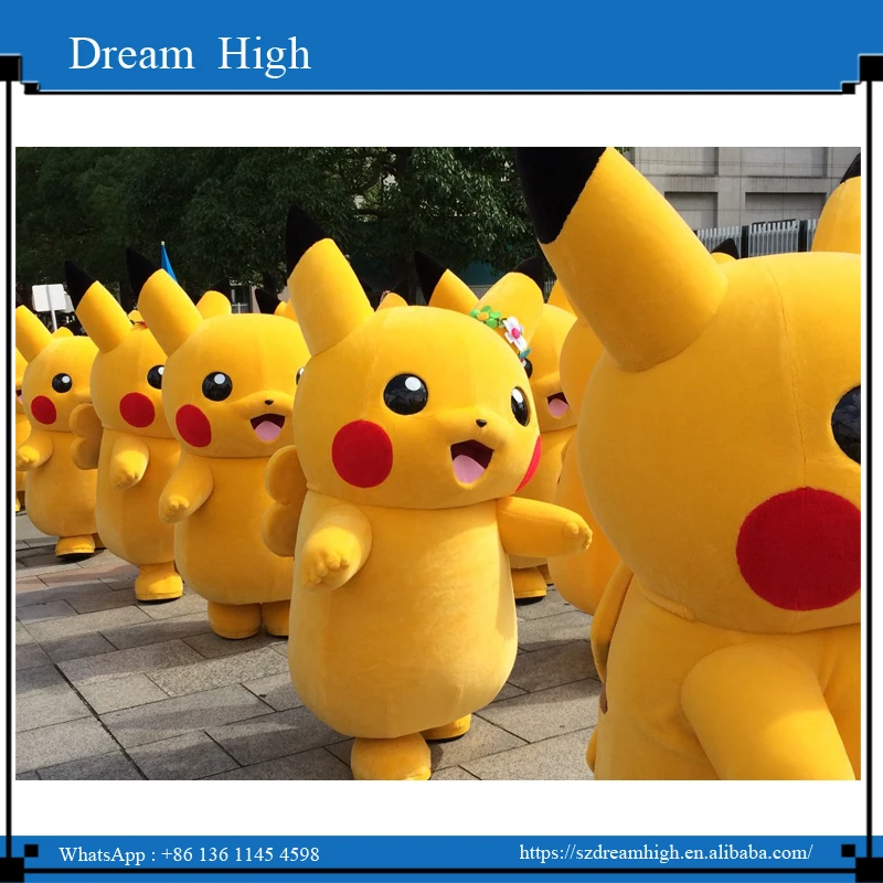 Famous cartoon custom Pikachu plush costume, Pikachu walking costume for adults