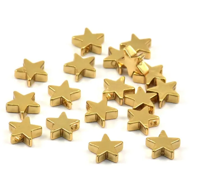 

Eco-Life Gold Plated Brass Star Spacer Beads, Spacer Charms, Star Charms