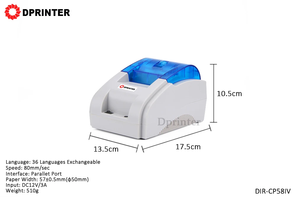 Dprinter 58mm Desktop Thermal Receipt Printer Pos Printer for Supermarket Restaurant Serial + Cashdrawer