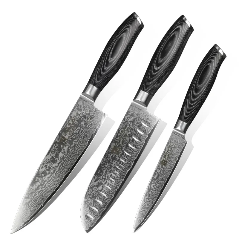 

3pcs Japanese VG10 kitchen Damascus knife set