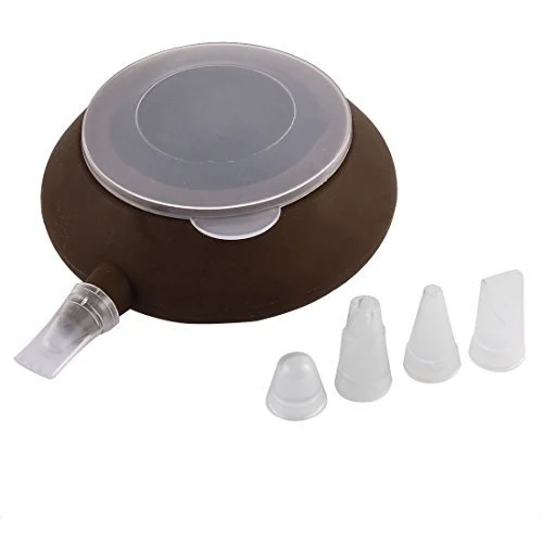 

Kitchen Decorating Tip Sets Silicone Macaron Piping Pot Nozzles Set, Brown
