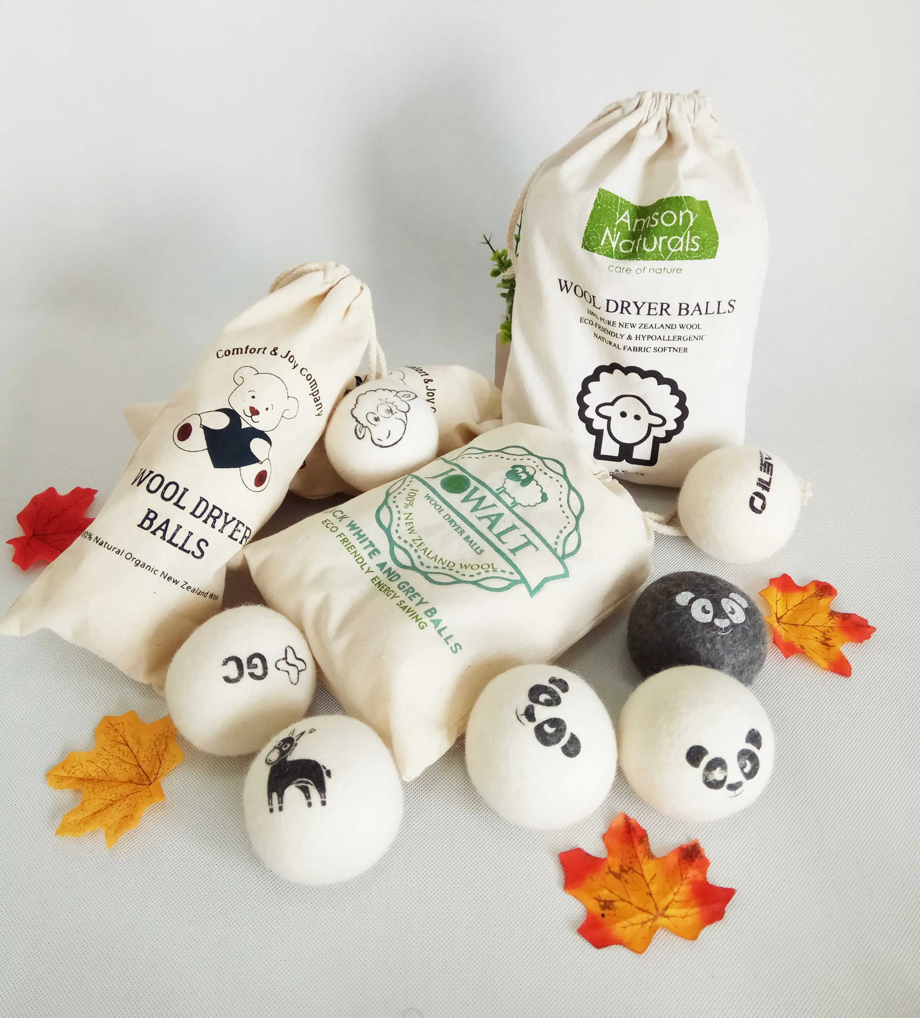 

pure Organic 2018 Amazon top seller trending New zealand wool products xl  wool Dryer Balls 6 pack cotton bag factory, Nature white or customized