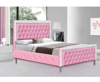 Pink Princess Leather Bed With White Broder By For Girls Buy Pink Leather Bed Modern Leather Bed Product On Alibaba Com